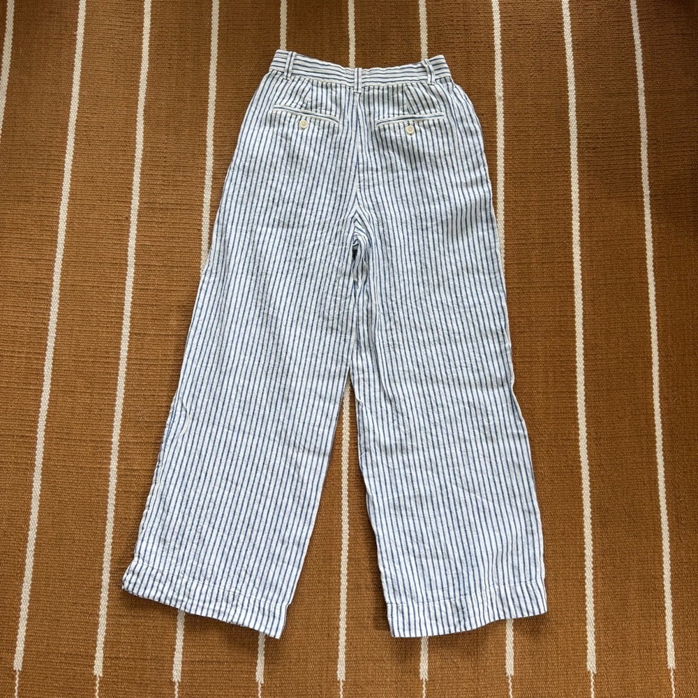 Madewell The Harlow Wide-Leg Pant 100% Linen Blue White Stripe - Picture 8 of 10